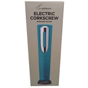 Rabbit Electric Corkscrew with Foil Cutter Teal Green New